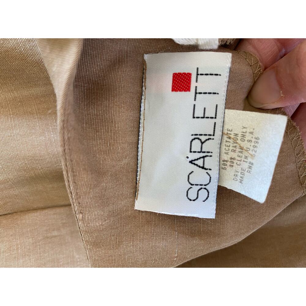 Vintage 80's Dress Metal Beaded Studded Wrap Skirt Tulip Hem Tan NWT size 11/12 - Picture 6 of 11